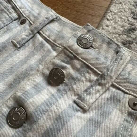 MADEWELL Stretch A-Line Miniskirt in Pomano Stripe 28/6 | blue white denim skirt - Picture 4 of 8